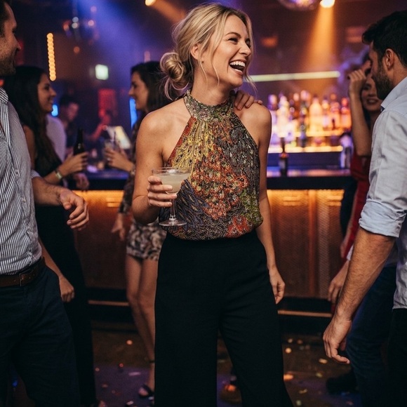 Joseph Ribkoff Tops - Joseph Ribkoff size 10 Sleeveless Halter Printed Party Top